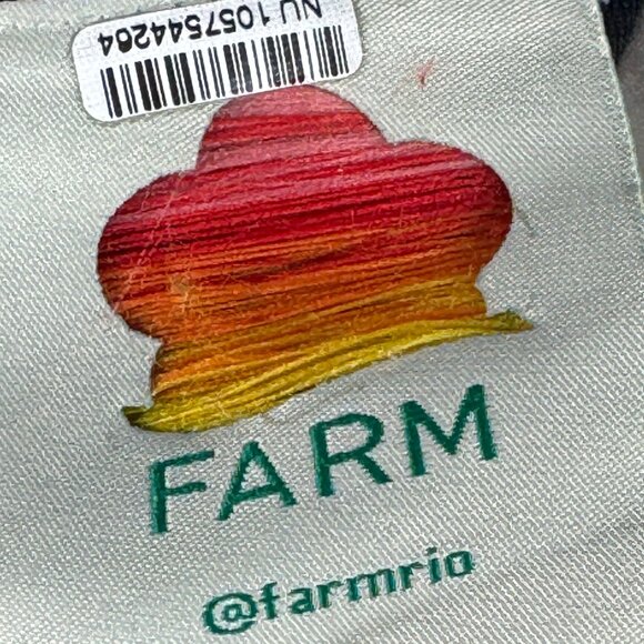 Farm Rio Black Stitched Flowers Lenzing™ Ecovero™ Viscose Midi Dress Size Small - Picture 6 of 16